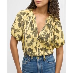 ULLA JOHNSON Marcellana Puff Sleeve Top in Solaris